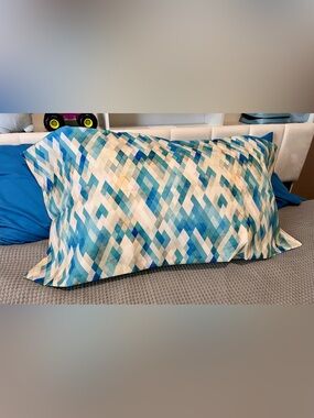 Blue Geometric King Pillow Sham Cover